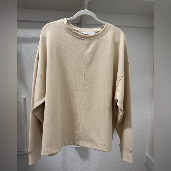 Mango MNG Oversized Textured Sweatshirt Beige Worn Once in Excellent Condition - Picture 3 of 10